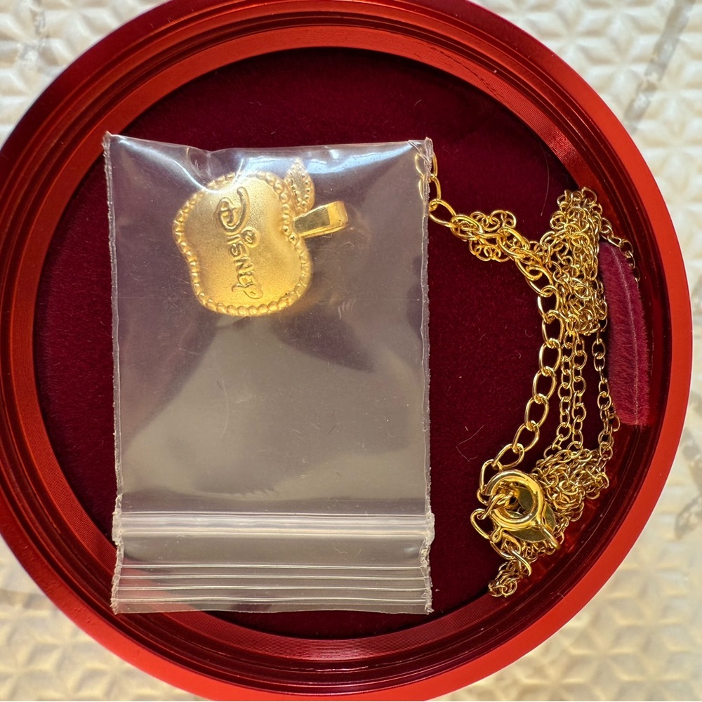 RARE 24K gold Disney apple necklace